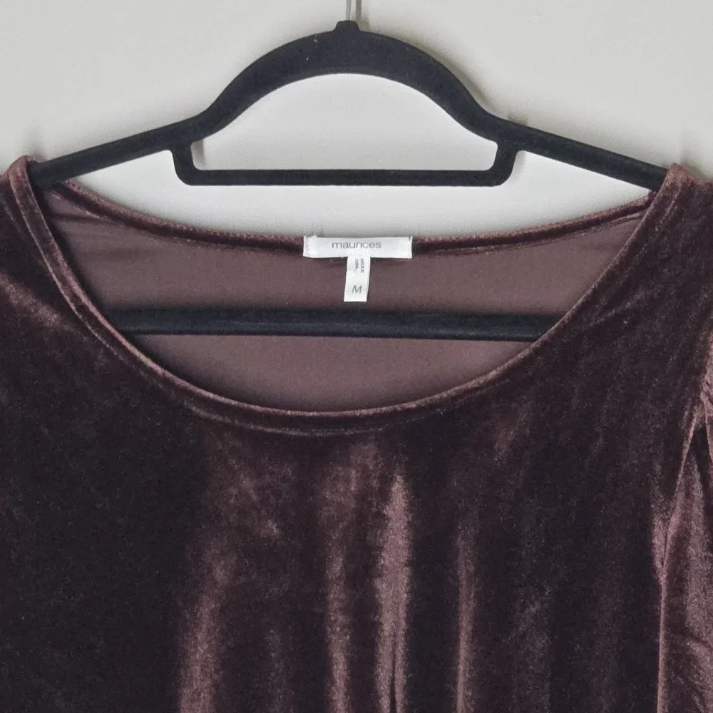 Maurices Romantic Velvet Puff Sleeve Top Purple Short Sleeve Womens M Whimsygoth